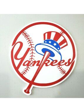 New York Yankees 3D Logo Wall Art With Stand - Red White Blue Baseball Design